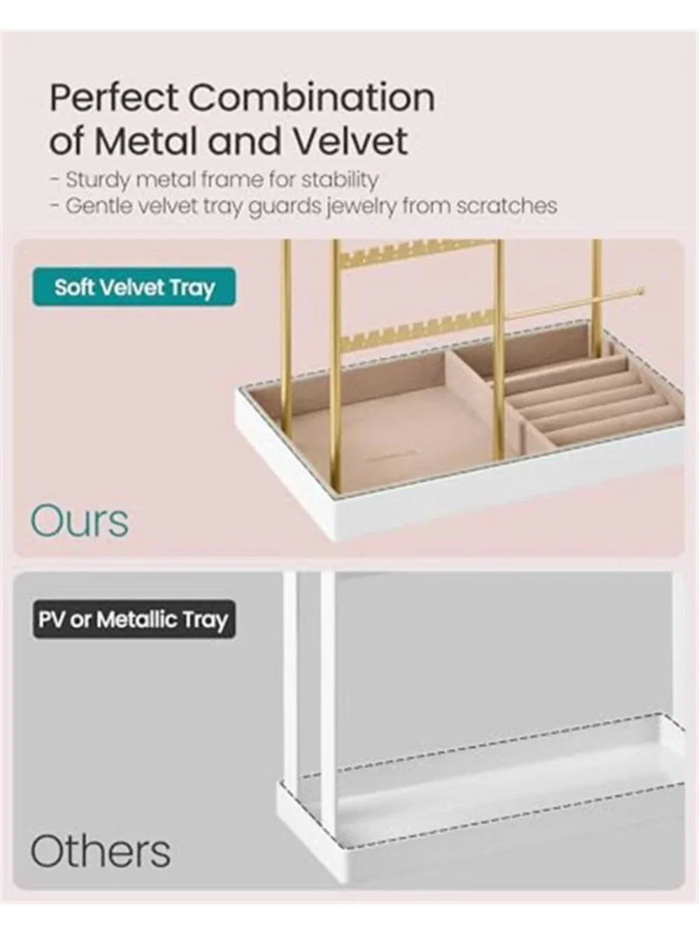 Necklace Holder, Jewelry Stand Holder Organizer,Jewelry Display with Metal Frame